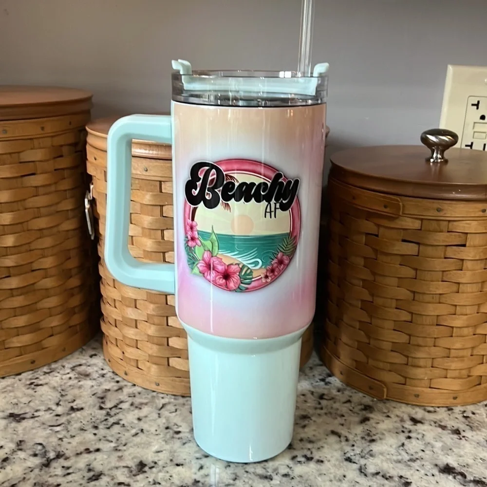 Handmade 40oz stainless steel double walled tumbler. New never used - Picture 2 of 2